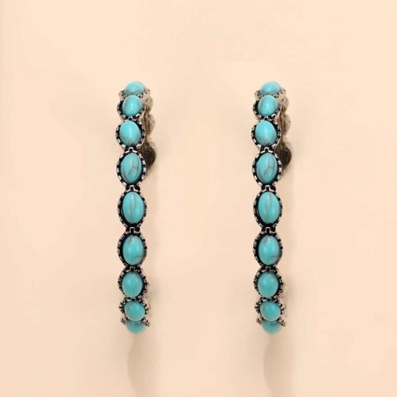 Turquoise Hoop Earrings - Picture 2 of 4